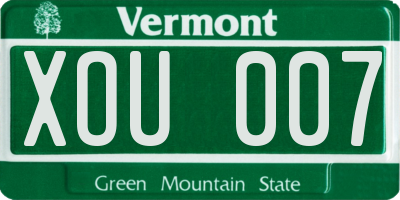 VT license plate XOU007