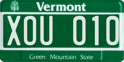 VT license plate XOU010