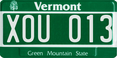 VT license plate XOU013
