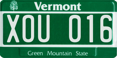 VT license plate XOU016