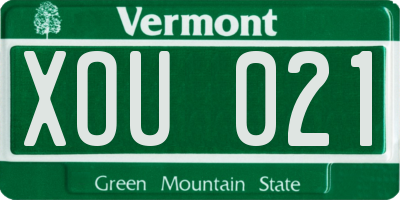 VT license plate XOU021