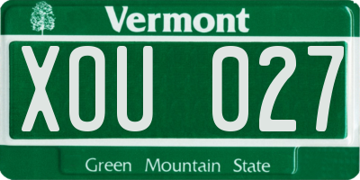 VT license plate XOU027