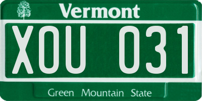 VT license plate XOU031