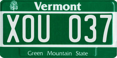 VT license plate XOU037