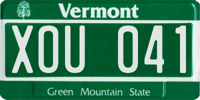 VT license plate XOU041