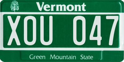 VT license plate XOU047