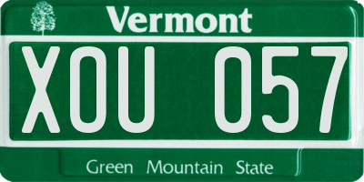 VT license plate XOU057