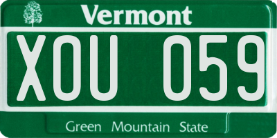 VT license plate XOU059