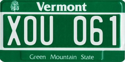 VT license plate XOU061