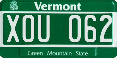 VT license plate XOU062