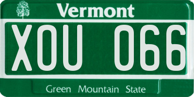 VT license plate XOU066