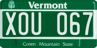 VT license plate XOU067
