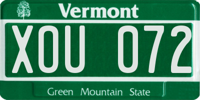 VT license plate XOU072