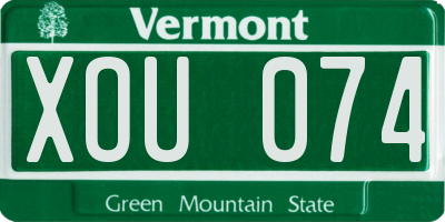 VT license plate XOU074