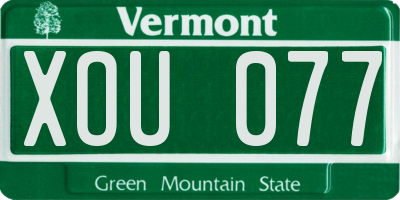 VT license plate XOU077