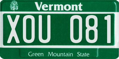 VT license plate XOU081