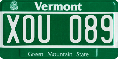 VT license plate XOU089