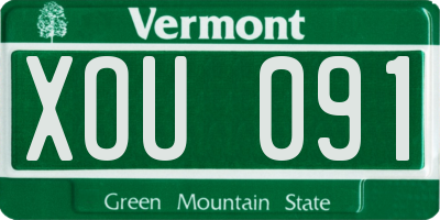 VT license plate XOU091