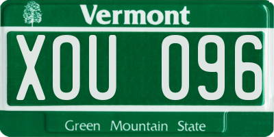 VT license plate XOU096