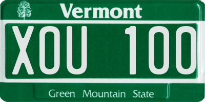VT license plate XOU100