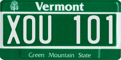 VT license plate XOU101