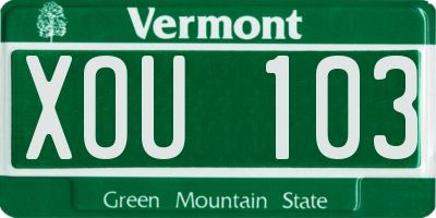 VT license plate XOU103