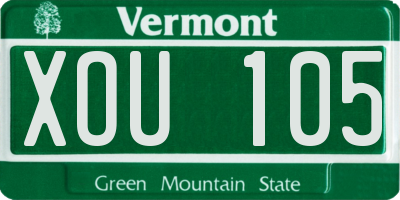VT license plate XOU105