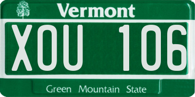 VT license plate XOU106
