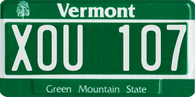 VT license plate XOU107