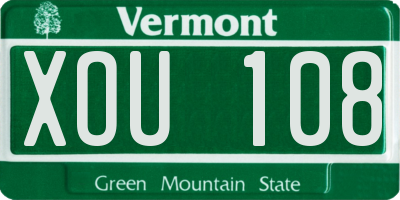 VT license plate XOU108