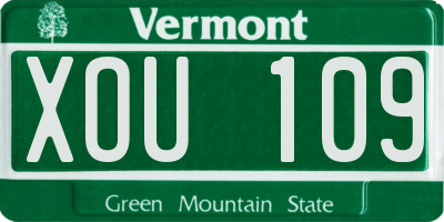VT license plate XOU109