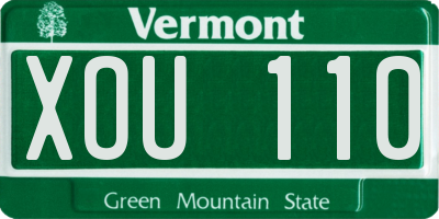 VT license plate XOU110