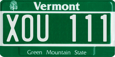 VT license plate XOU111