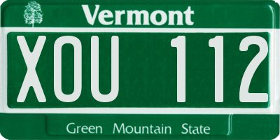 VT license plate XOU112