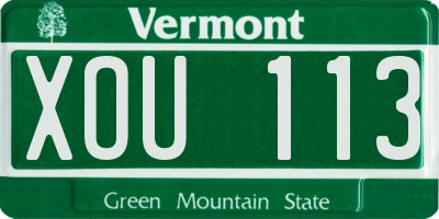 VT license plate XOU113