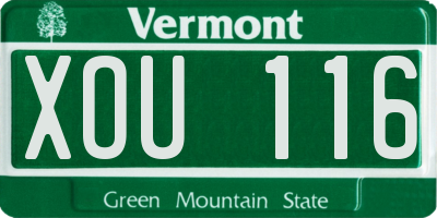 VT license plate XOU116