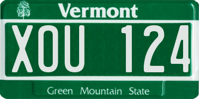 VT license plate XOU124