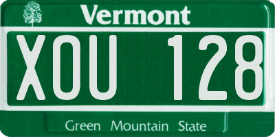 VT license plate XOU128