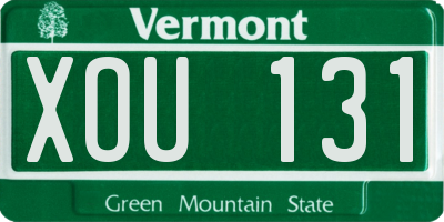 VT license plate XOU131