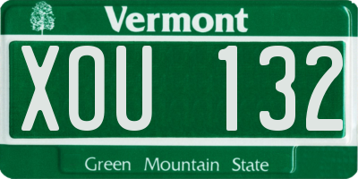 VT license plate XOU132