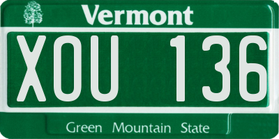 VT license plate XOU136