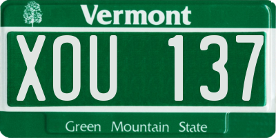 VT license plate XOU137