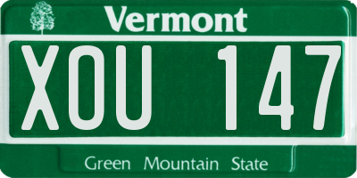 VT license plate XOU147