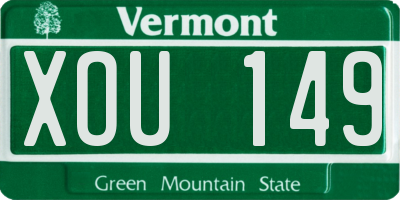 VT license plate XOU149