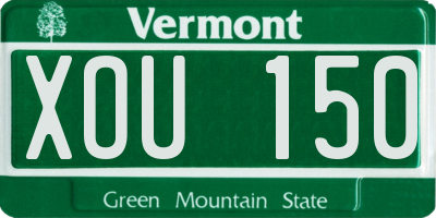 VT license plate XOU150