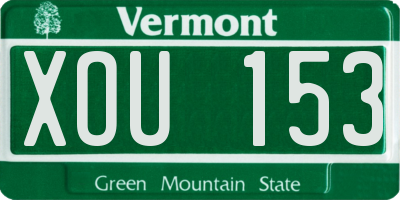 VT license plate XOU153