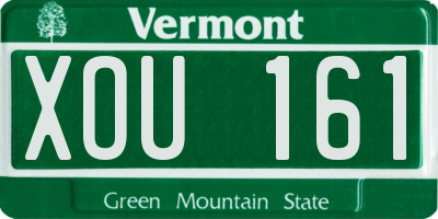 VT license plate XOU161