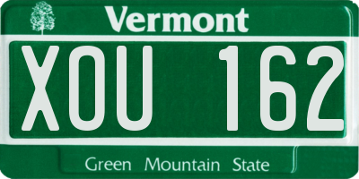 VT license plate XOU162