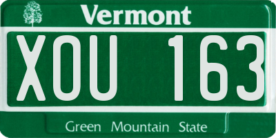 VT license plate XOU163