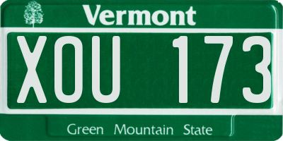 VT license plate XOU173